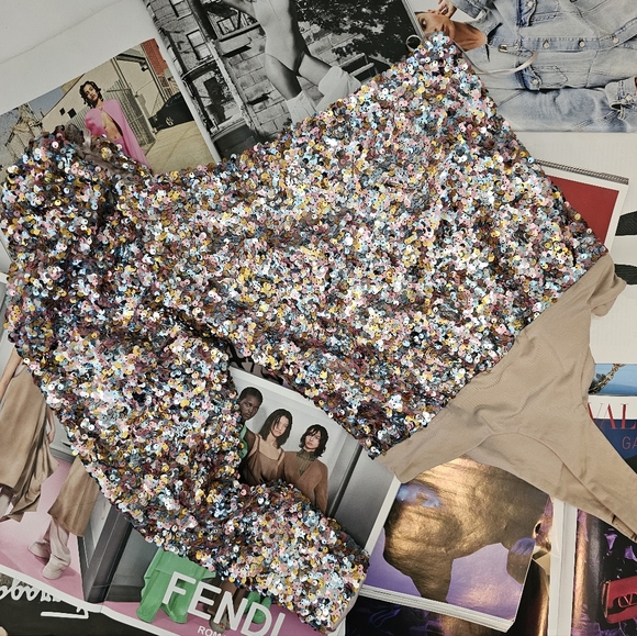 ASTR Multicolor Sequin One Shoulder Bodysuit size S - Picture 3 of 8